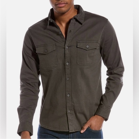 Onia All Terrain Cotton Stretch Ripstop Overshirt in Charcoal - Picture 5 of 12